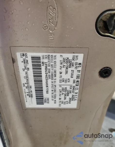 1997 Ford Explorer from USA, damaged, VIN 1FMDU34E5VUC87750